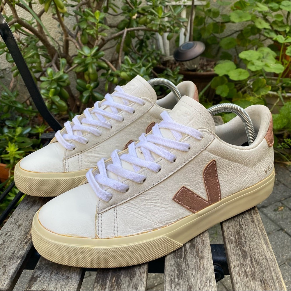 Veja Campo ChromeFree Sneakers Women's Size 10 White Pink Athletic Leather Shoes - Picture 3 of 14